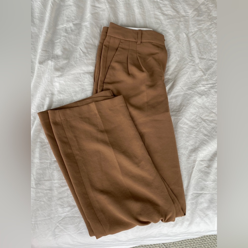 Aritzia Brown Pleated Trousers